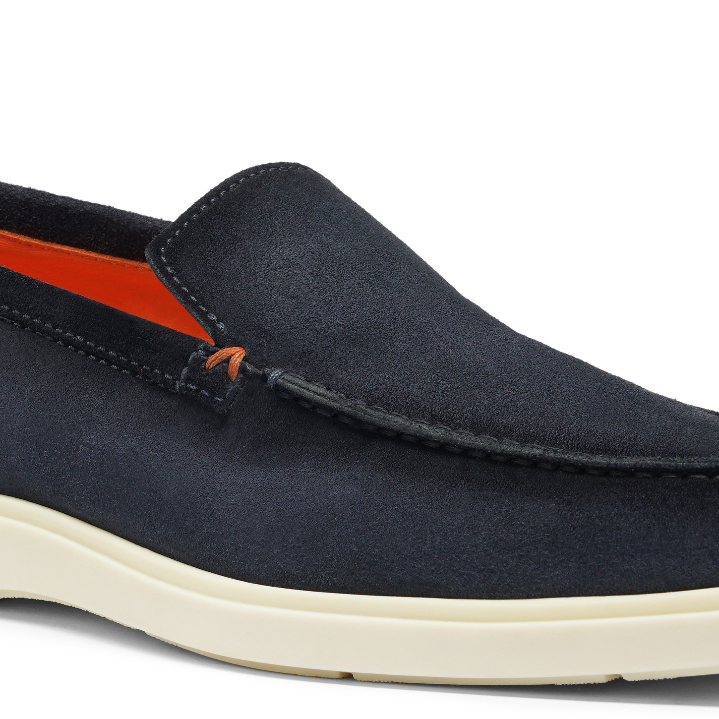 Santoni Suede Moccasin Loafers Round Toe In Gold