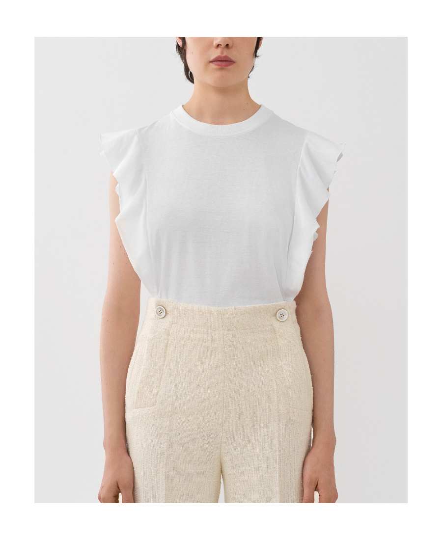 Shop Chloé Gathered-detail Sleeveless Top In White