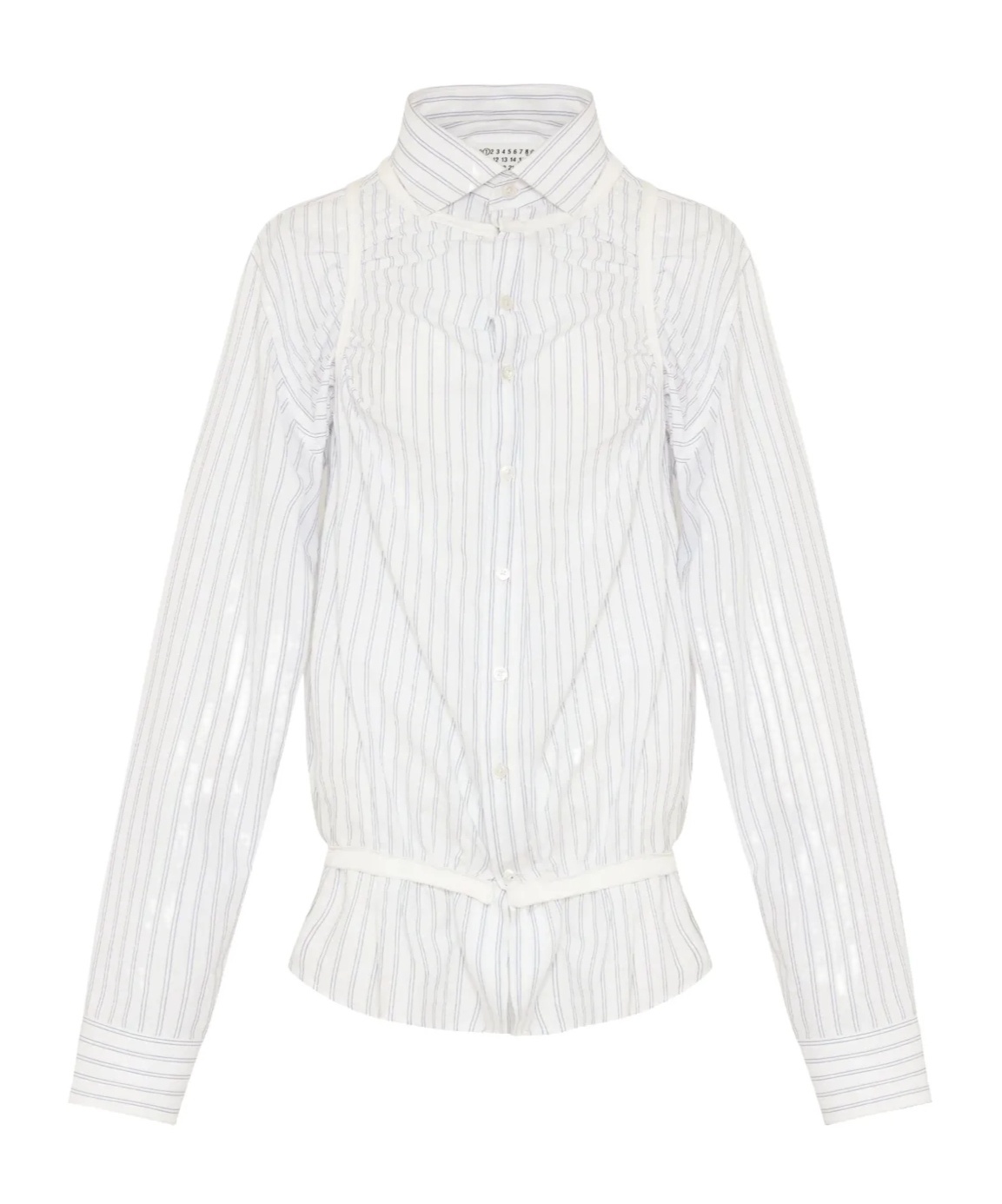 Maison Margiela Striped Long-sleeved Shirt Buttoned Cuffs In White
