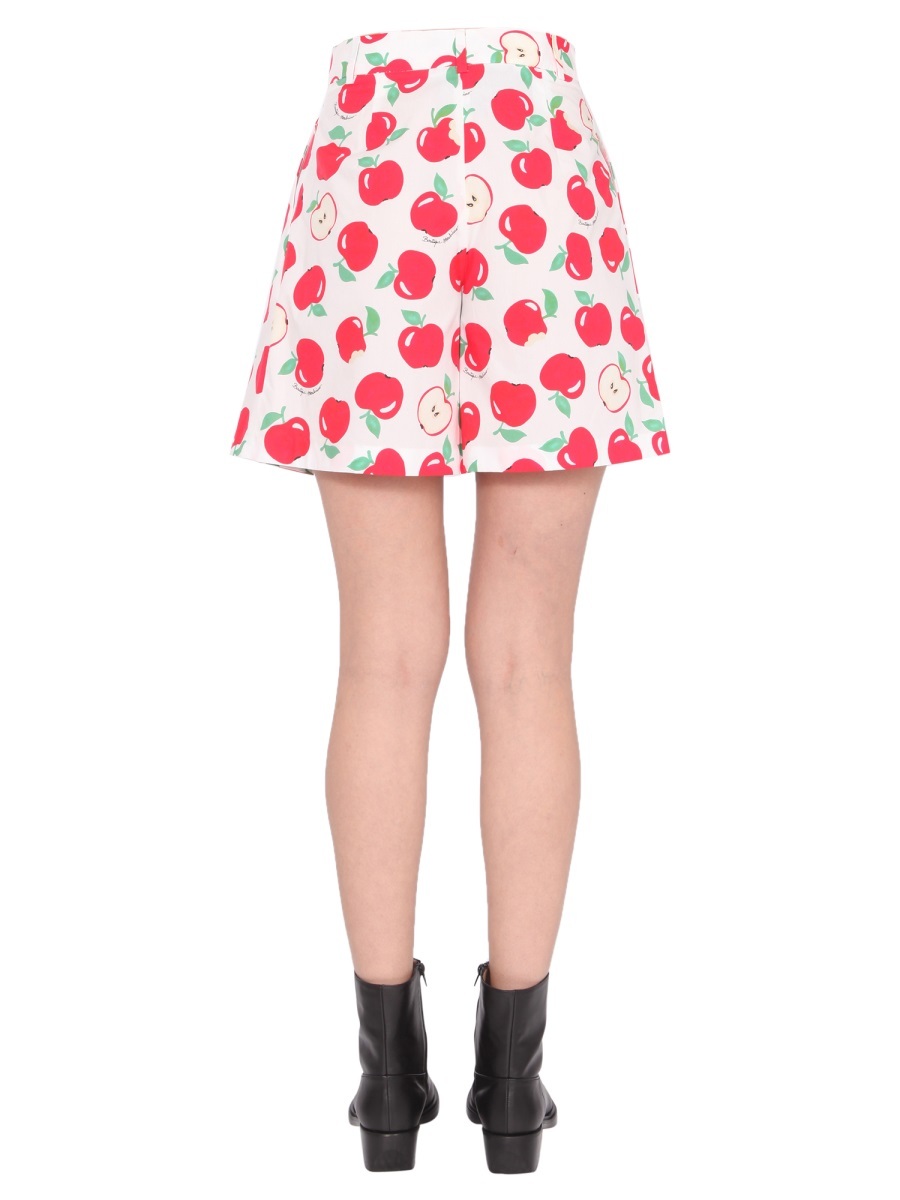 Moschino Boutique Apple Printed High-waisted Shorts In Pink