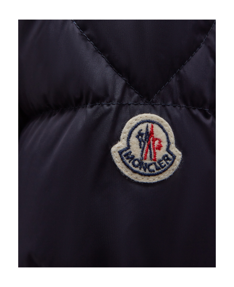 Moncler Enfant Mark Zip-up Puffer Jacket In Blue