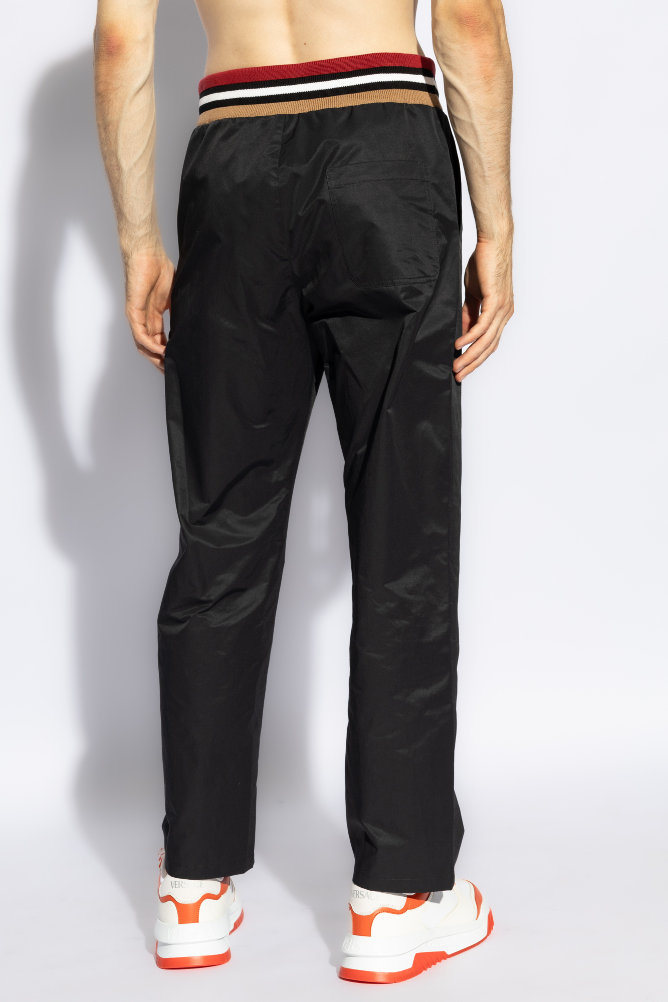 Moschino Drawstring Straight Leg Pants In Black