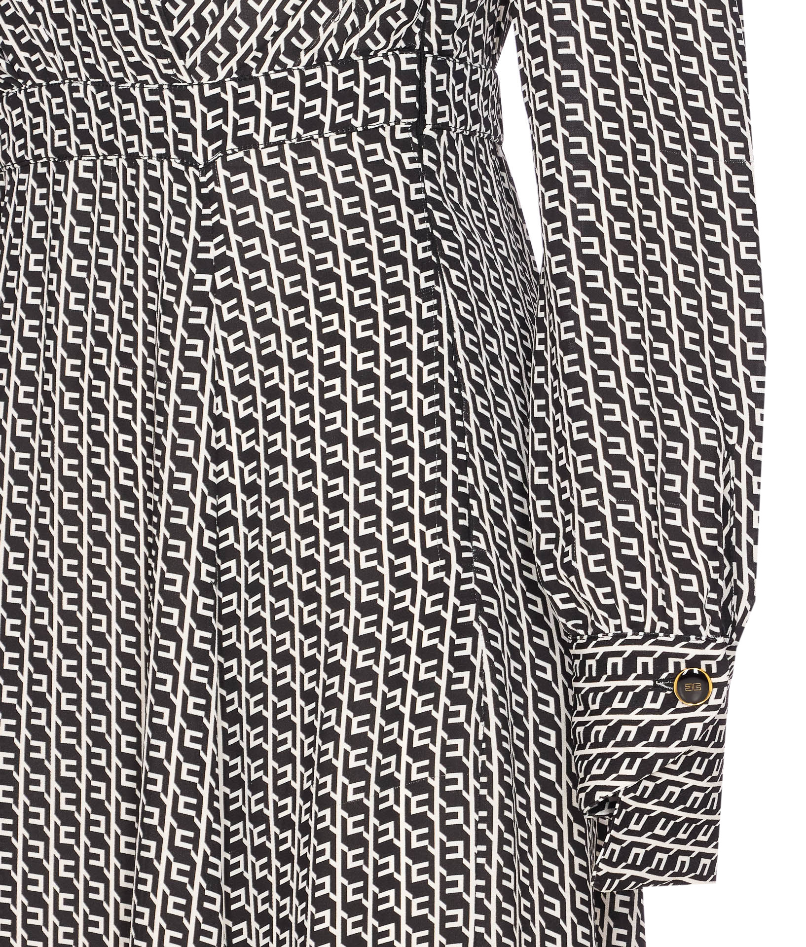 Elisabetta Franchi Geometric-print V-neck Midi Dress In Gray