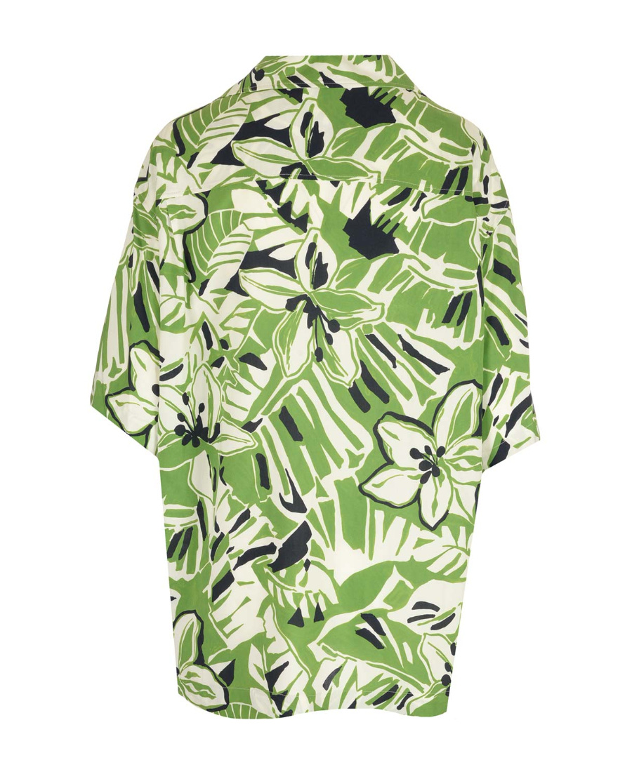 Palm Angels Hibiscus-print Short-sleeve Shirt In Green