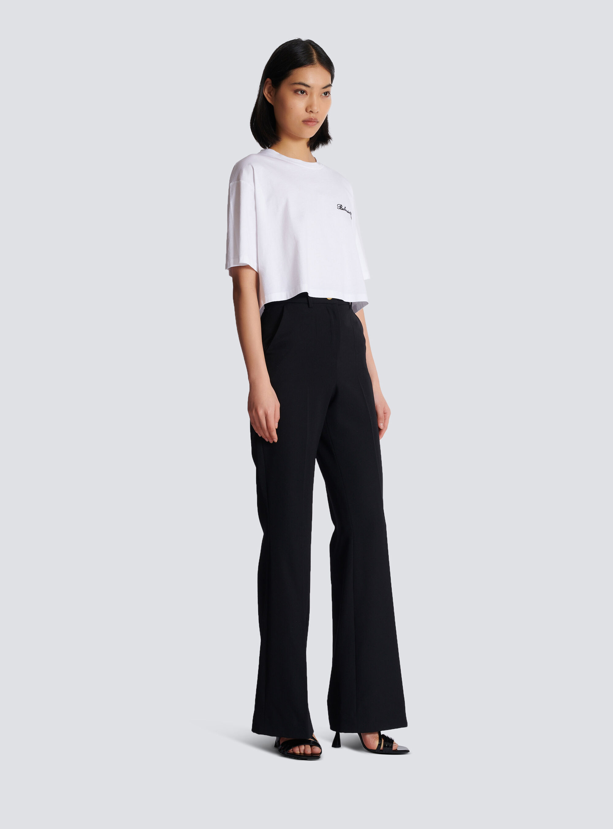 Balmain T-shirt With Signature Embroidery In White
