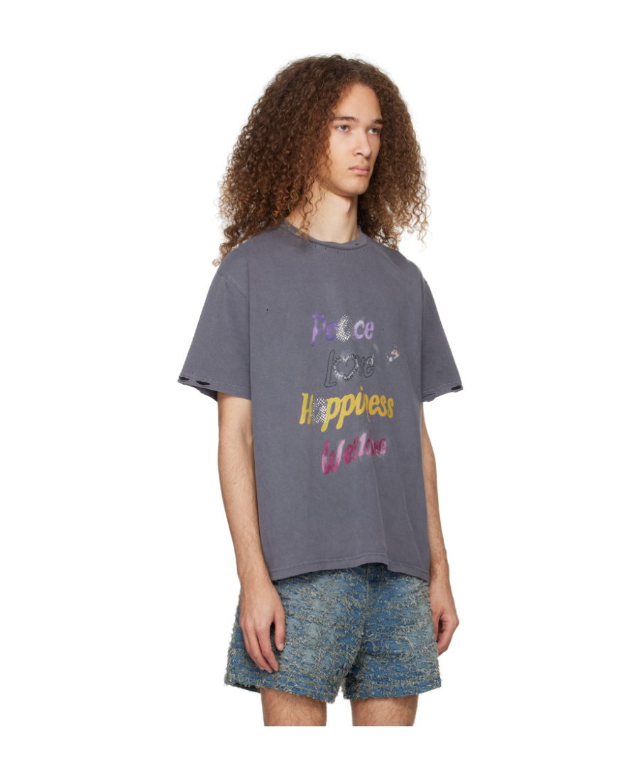 We11 Done Slogan-print Cottton T-shirt In Gray
