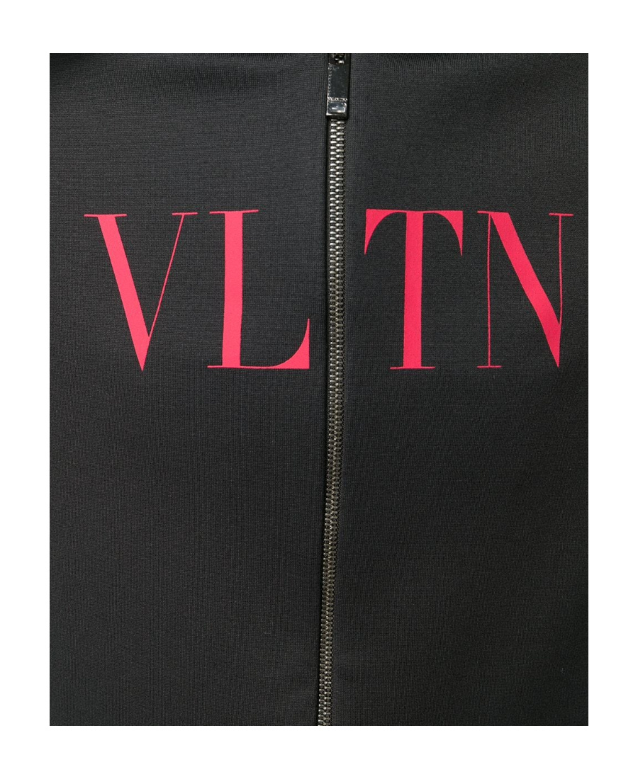 Valentino Vltn Zipped Hoodie In Gray