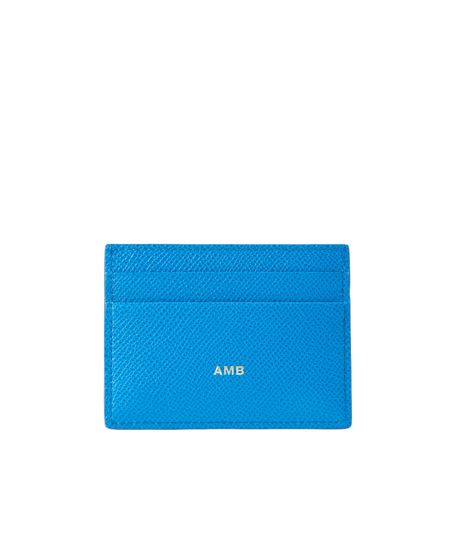 Burberry Grained-leather Tb Cardholder In Blue