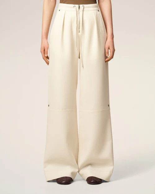 Ami Alexandre Mattiussi White Wool Zipped Trousers In Neutral