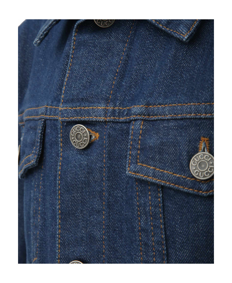 Gucci Children's Denim Jacket With  Logo In Blue