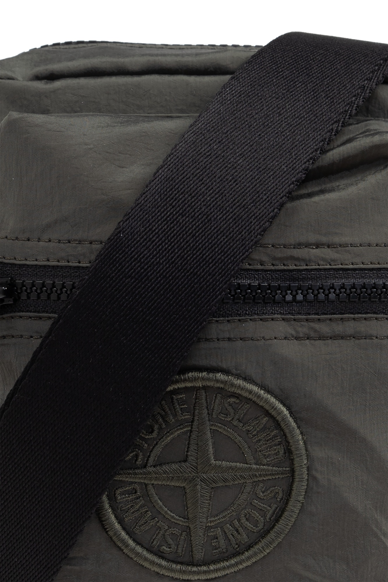 STONE ISLAND LOGO-EMBROIDERED MESSENGER BAG
