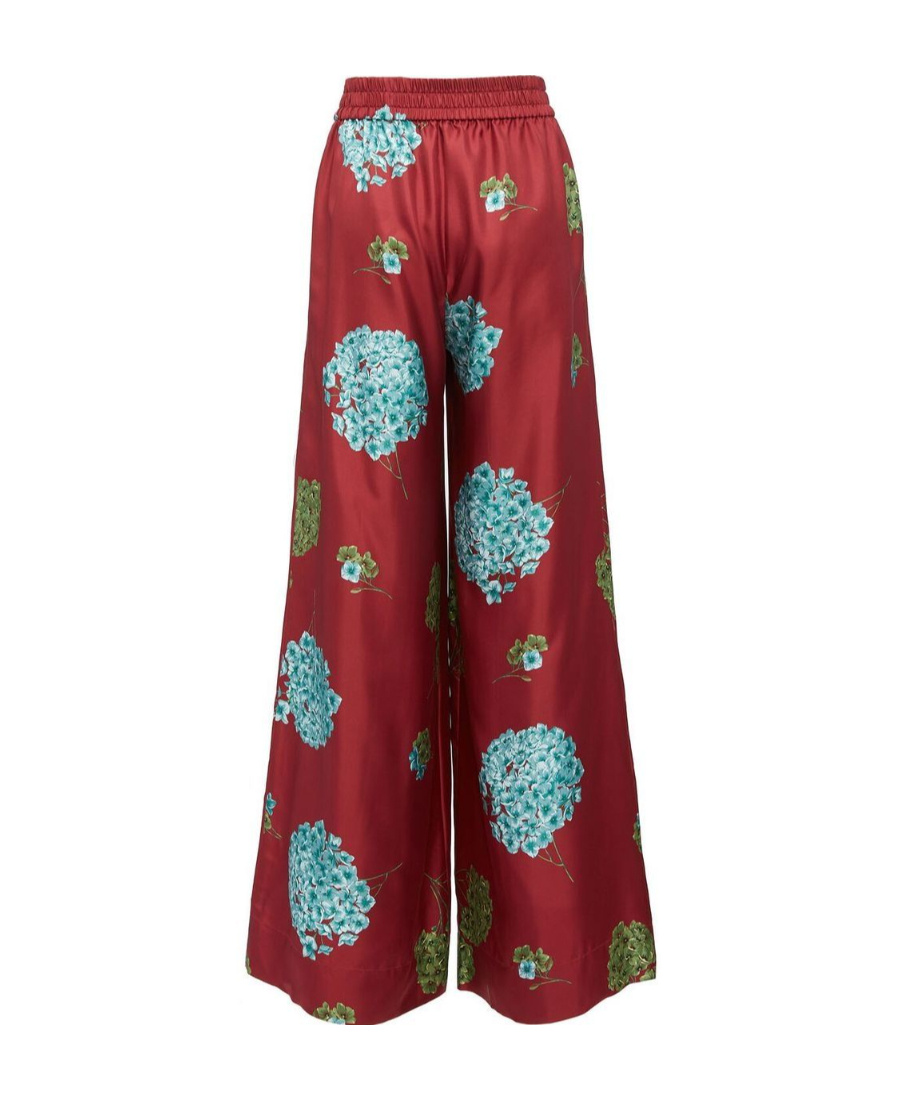 La Doublej Floral Printed Casual Pants In Red