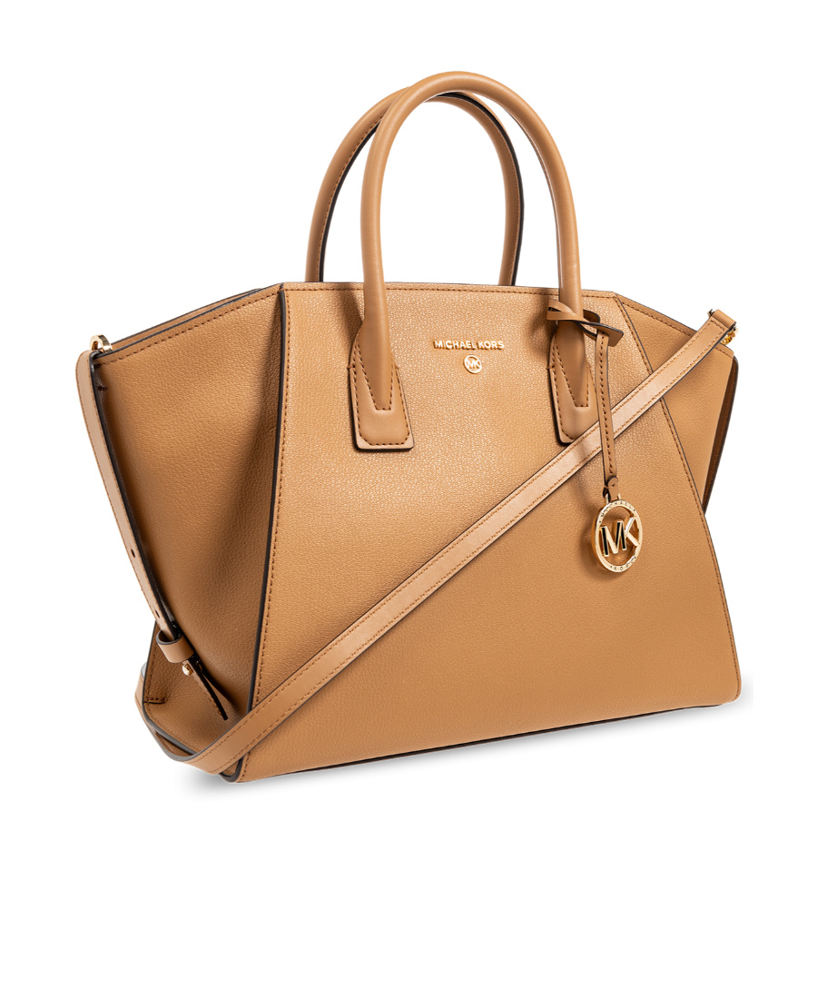 Michael Michael Kors Large Avril Logo-lettering Leather Tote Bag In Brown