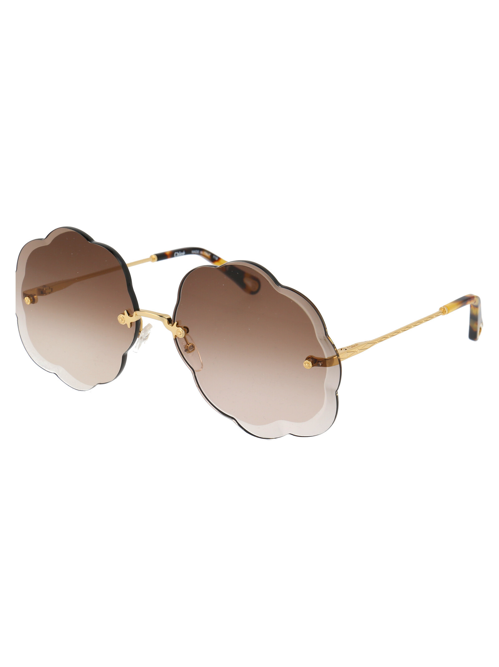 CHLOÉ ROSIE SCALLOPED ROUND-FRAME SUNGLASSES