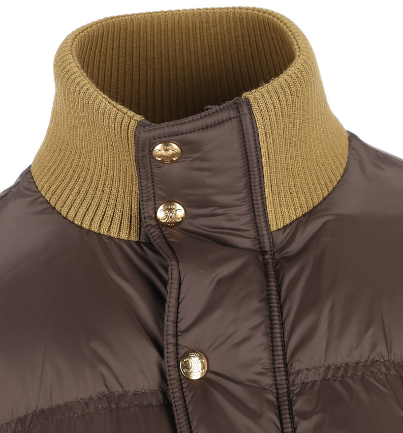 Celine Long-sleeved Down Jacket In Brown