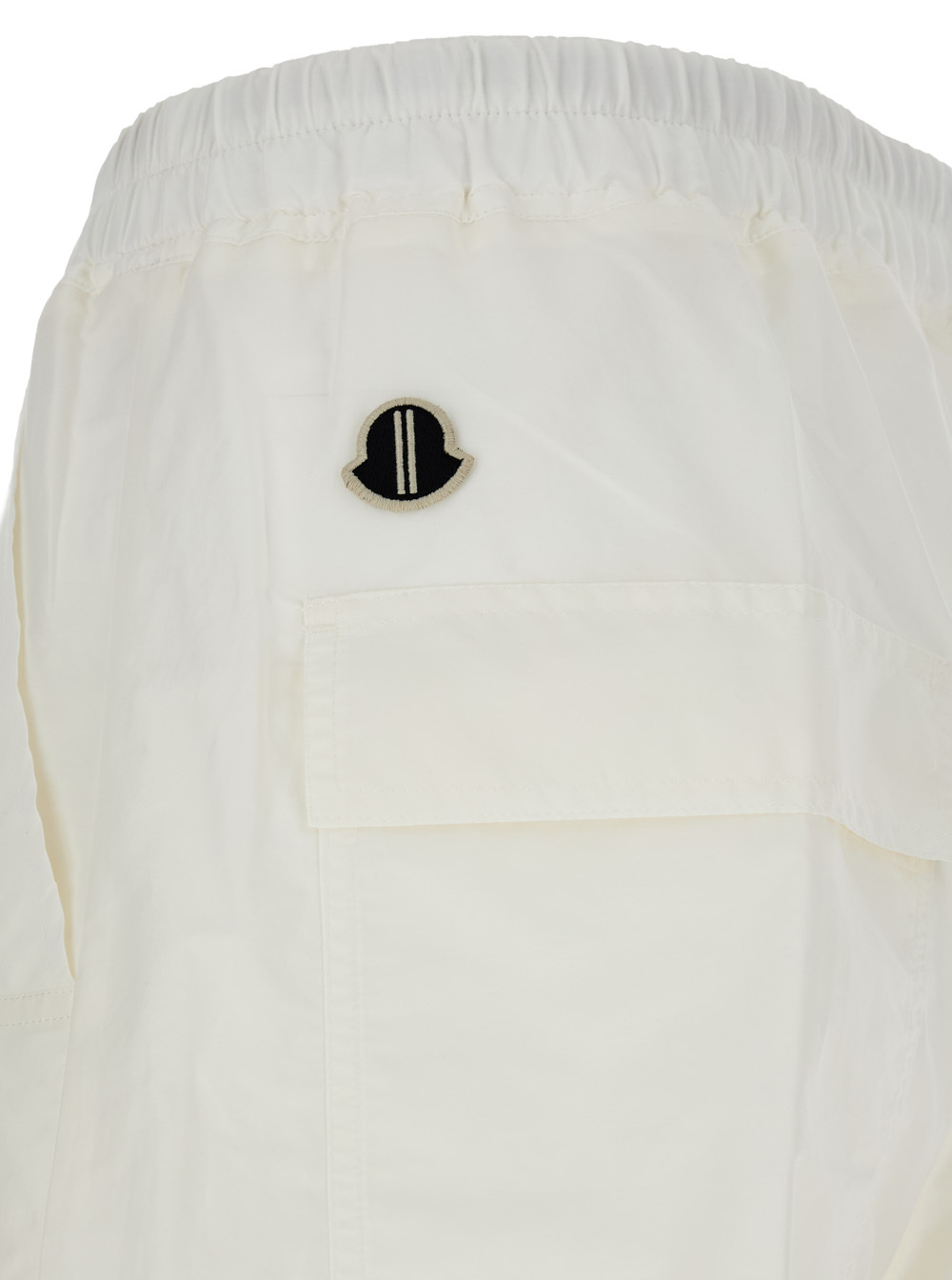 Moncler X Rick Owens 'belas' White Pants With Drawstring Waist And Logo Patch On The Side In White