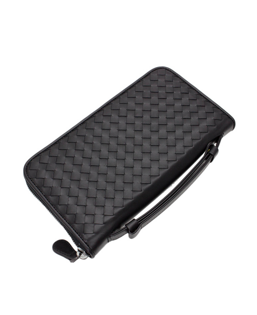 Bottega Veneta Wristband Braided Wallet In Black