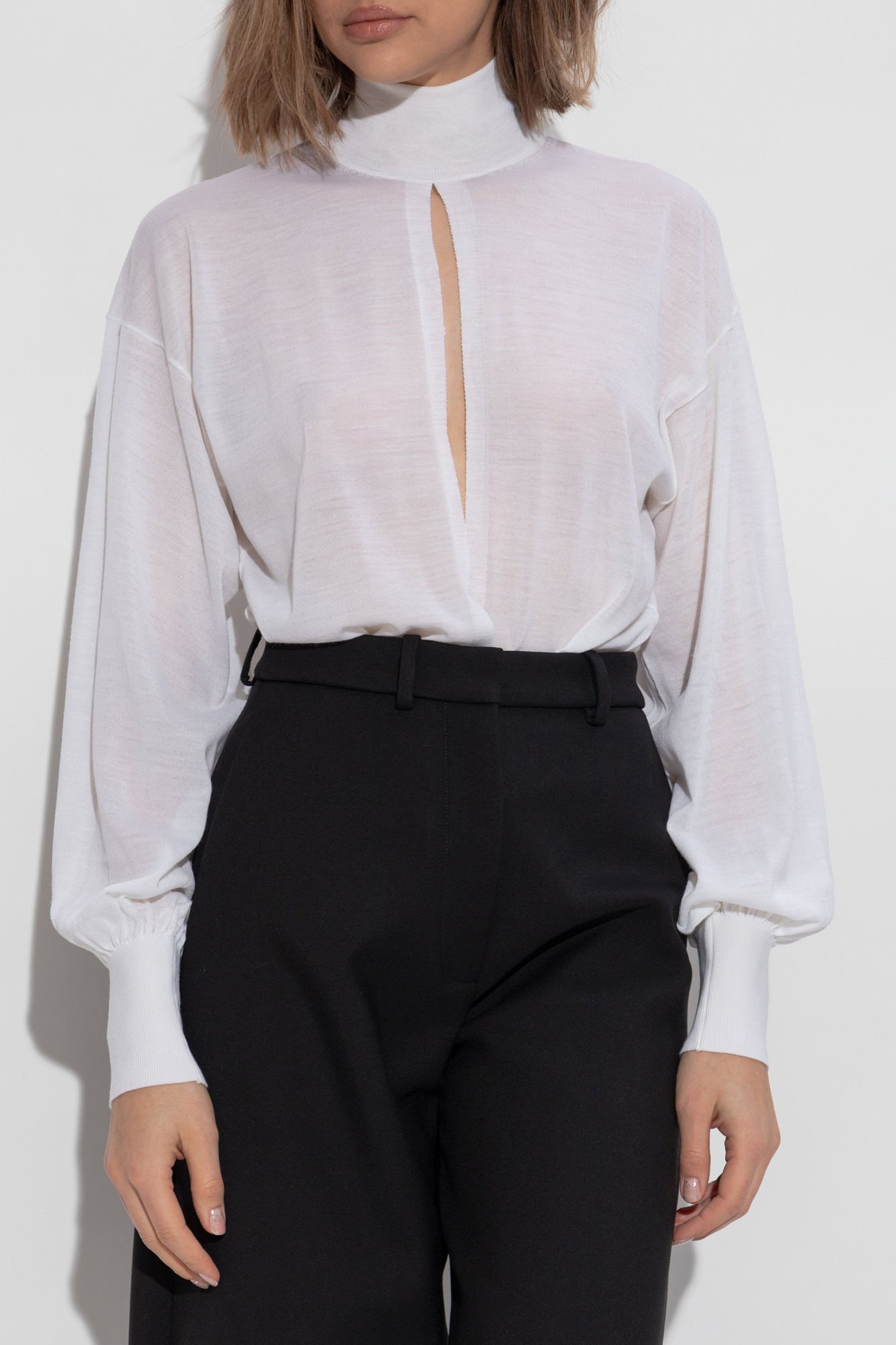 Alaïa High-collar Long-sleeved Jumpsuit In White