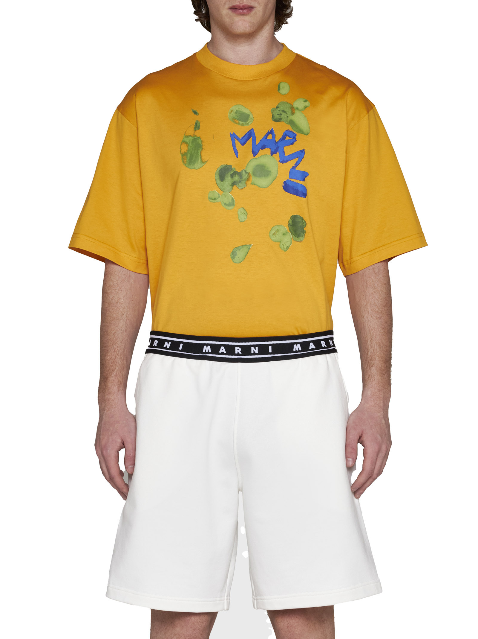 Marni Logo-tape Cotton Shorts In White