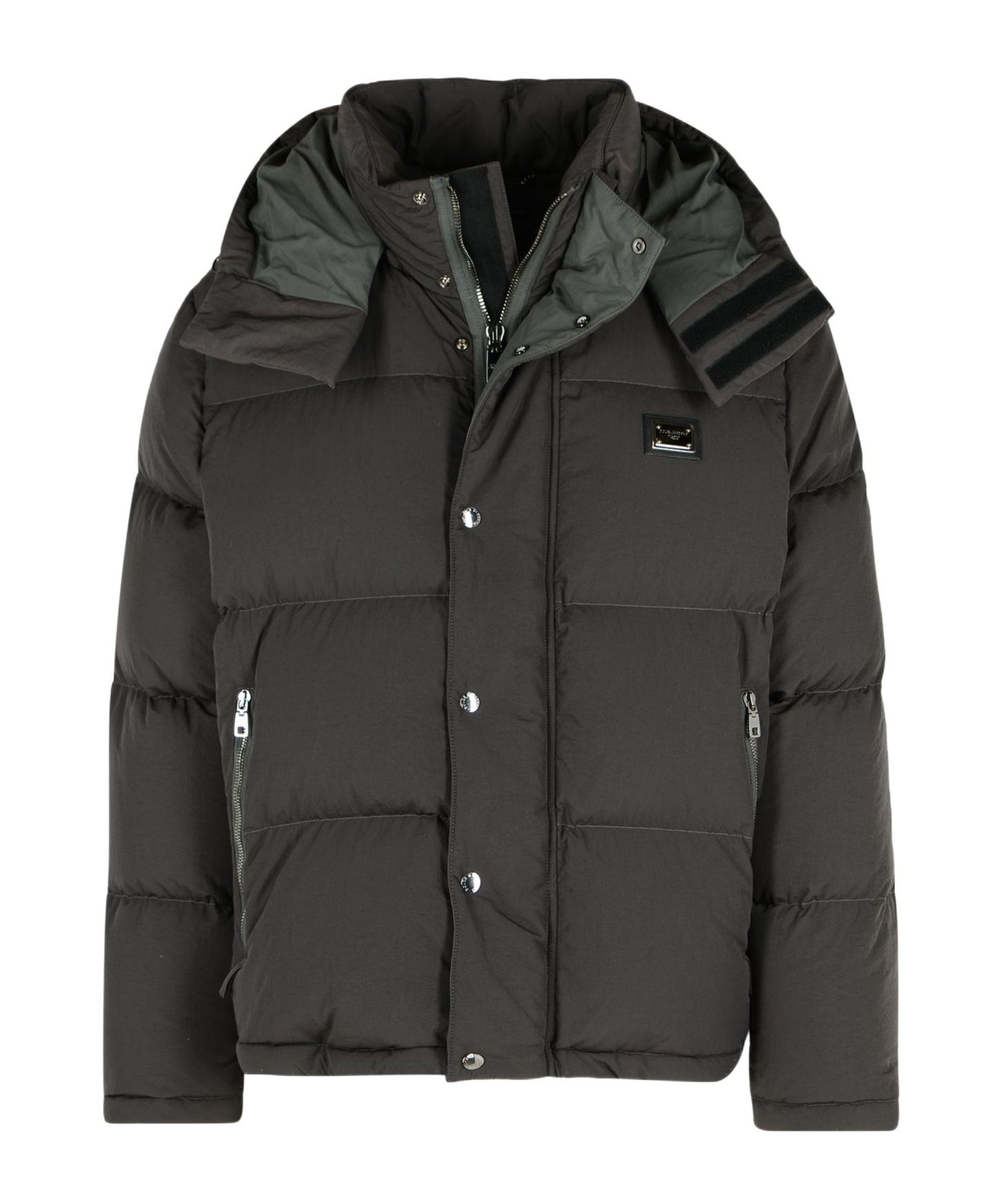 Dolce & Gabbana Padded High Collar Hooded Jacket With Zip Pockets In Black