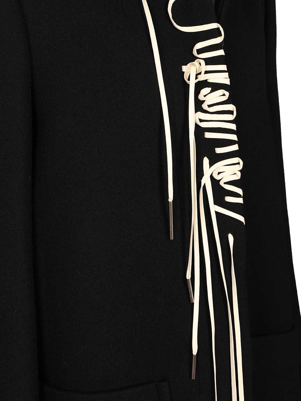 Dries Van Noten Wool Blend Coat With Collared Neck And Pockets In Black