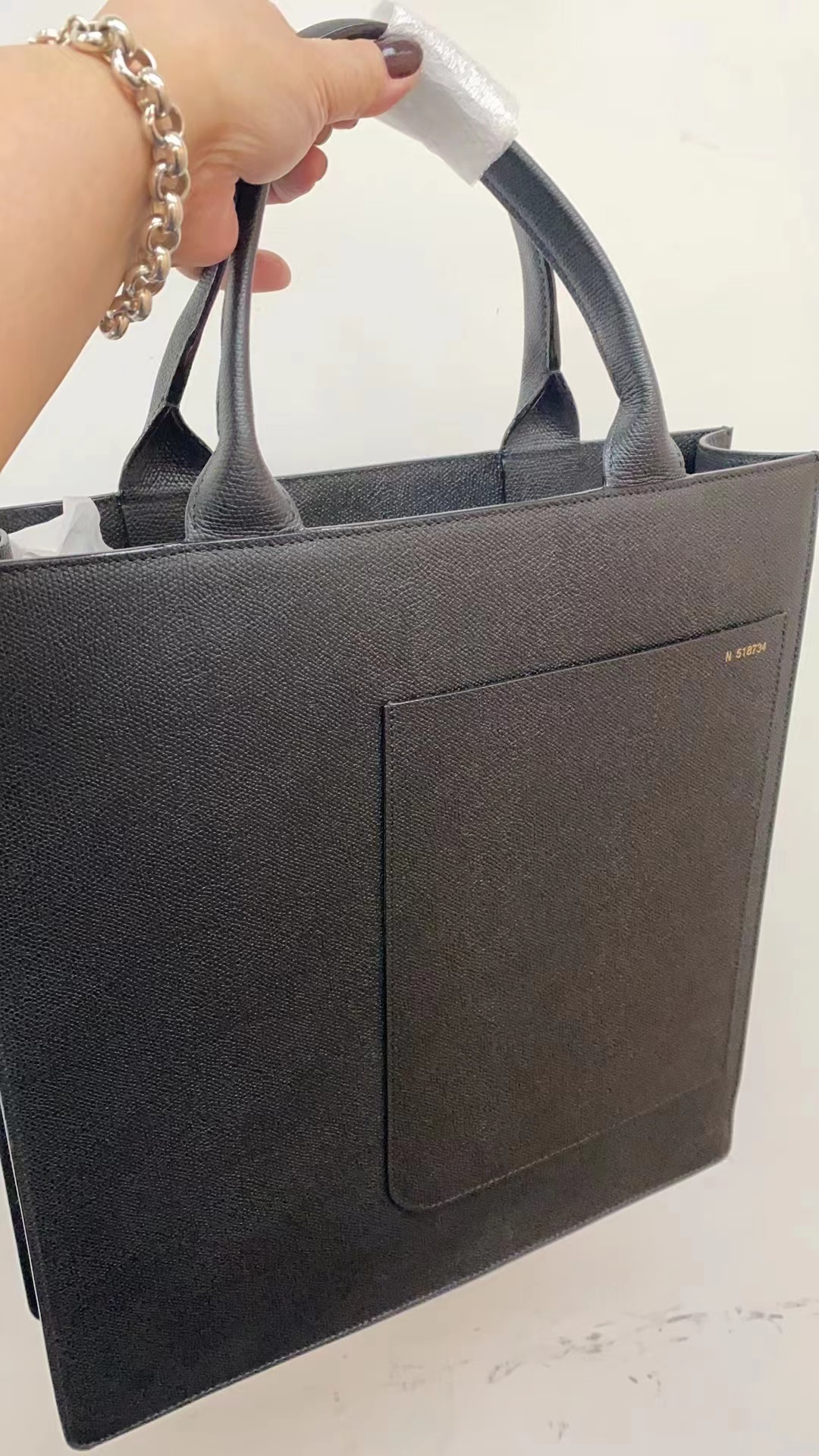 Valextra Boxy Medium Top Handle Bag In Black