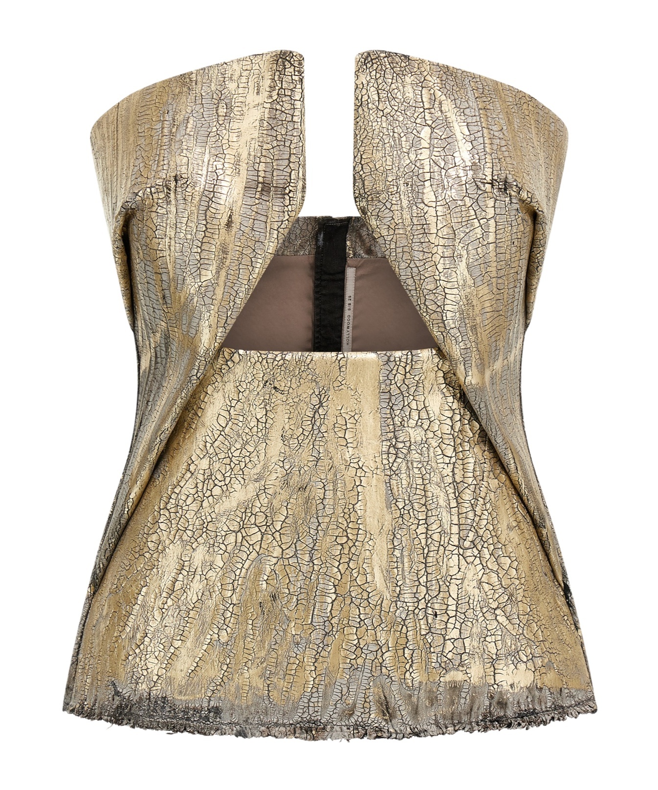 Rick Owens Coated Denim Top With Front Cut-out Neckline In Nude