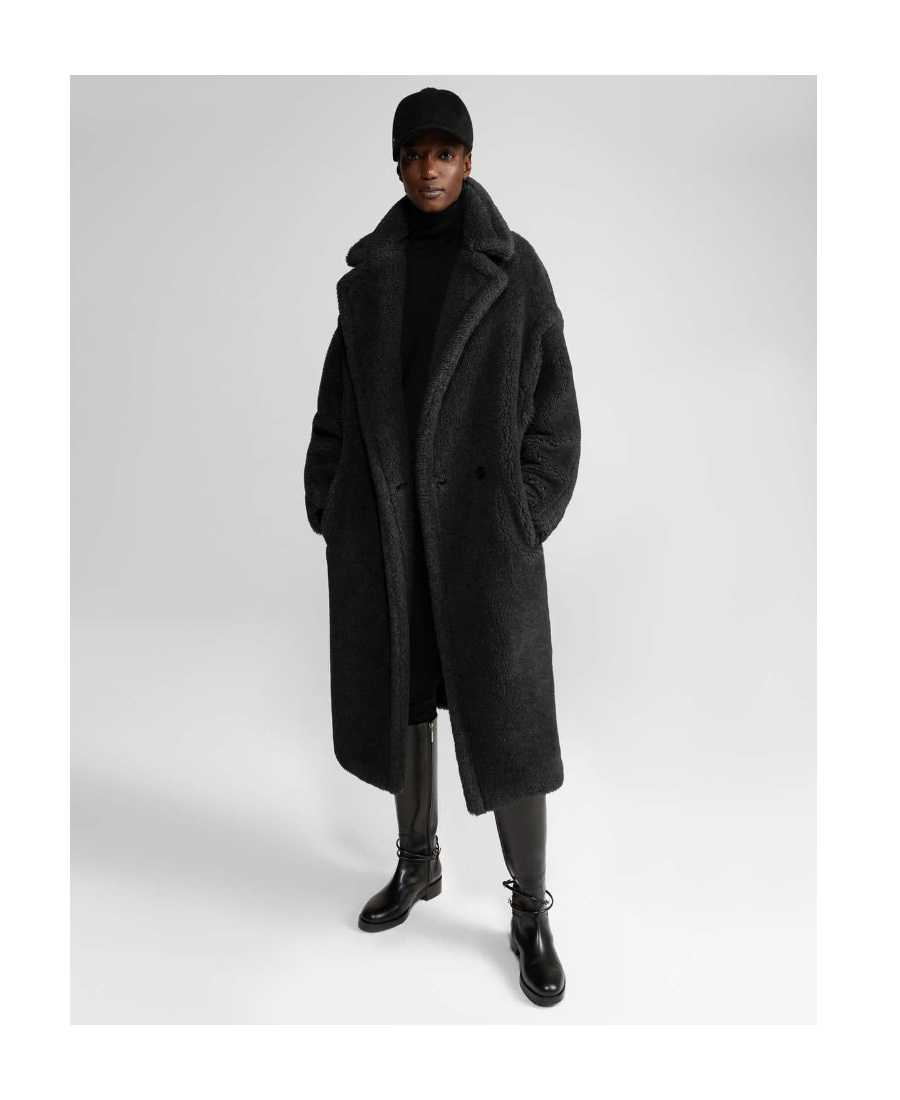 Max Mara Hooded Coat With Belt In Black Wool In Black