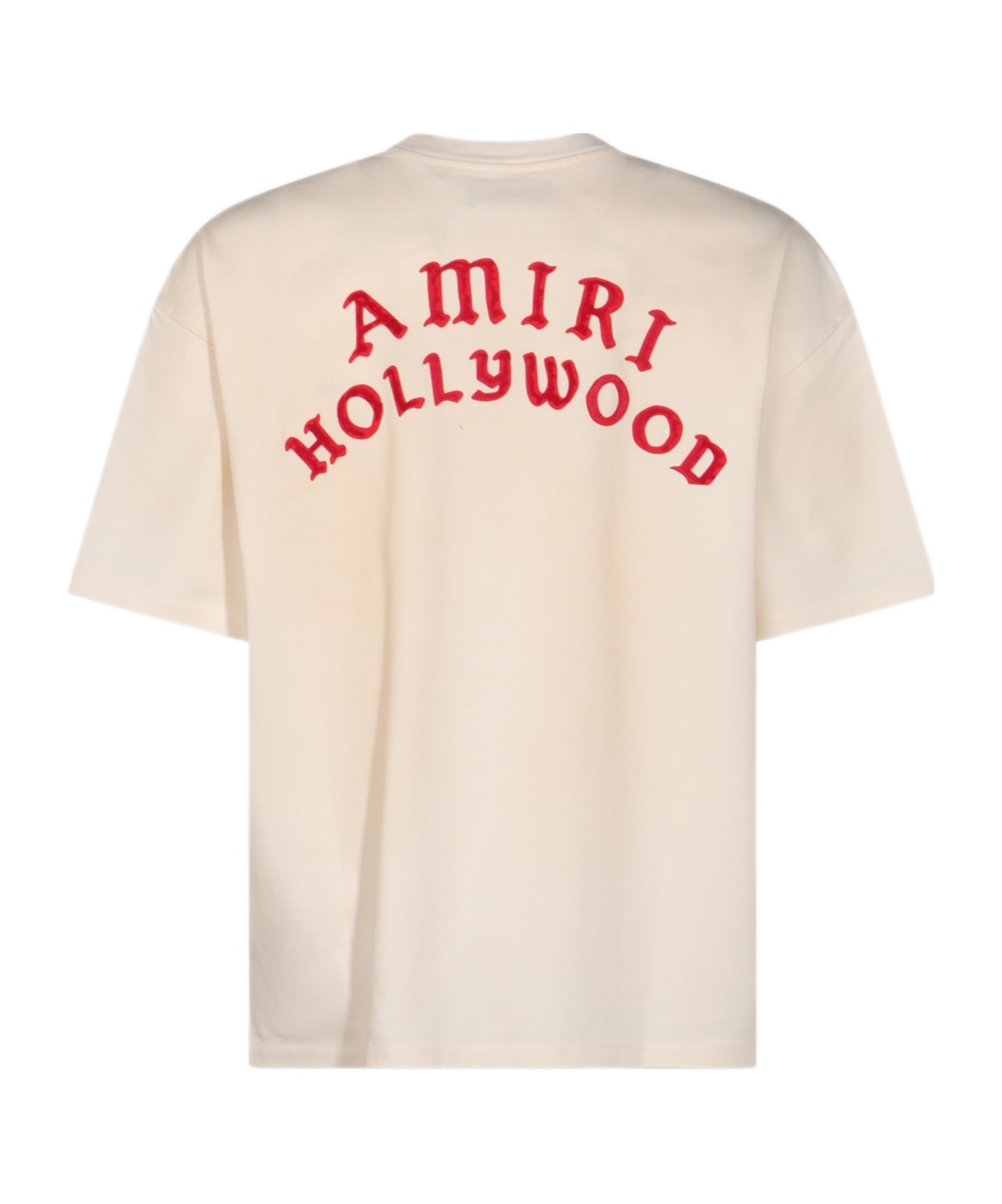 Amiri White Crewneck T-shirt With Logo Lettering On Front And Rear In Cotton Man In Pink