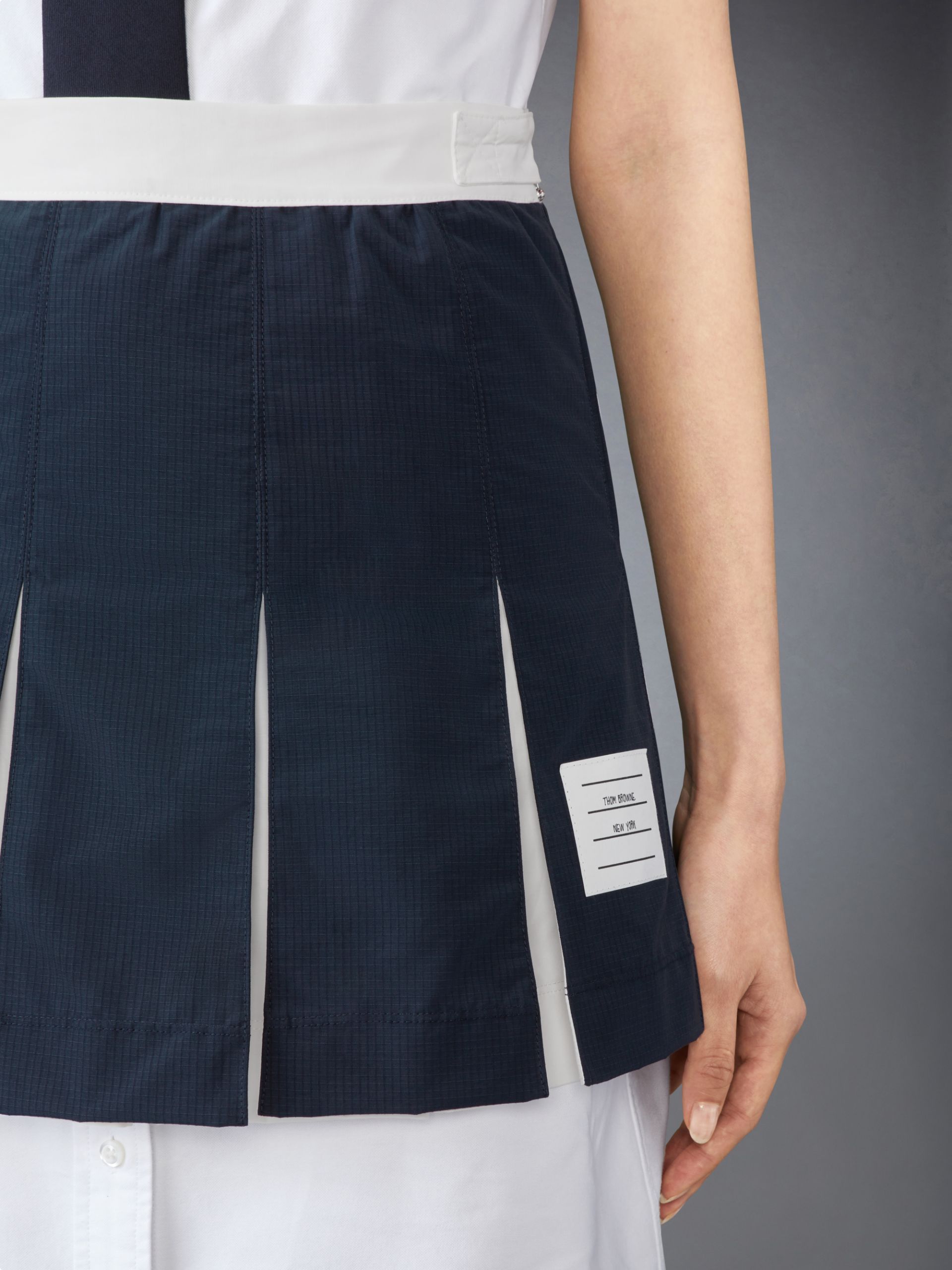 Shop Thom Browne Pleated Ripstop Miniskirt In Black