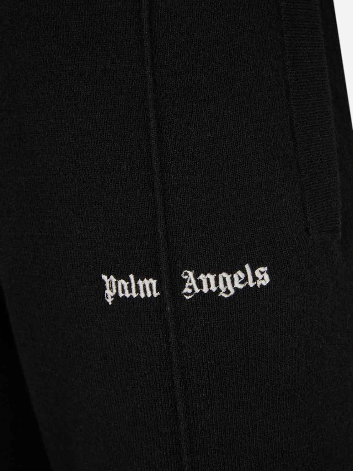 Palm Angels Logo-embroidered Knitted Trousers In Black