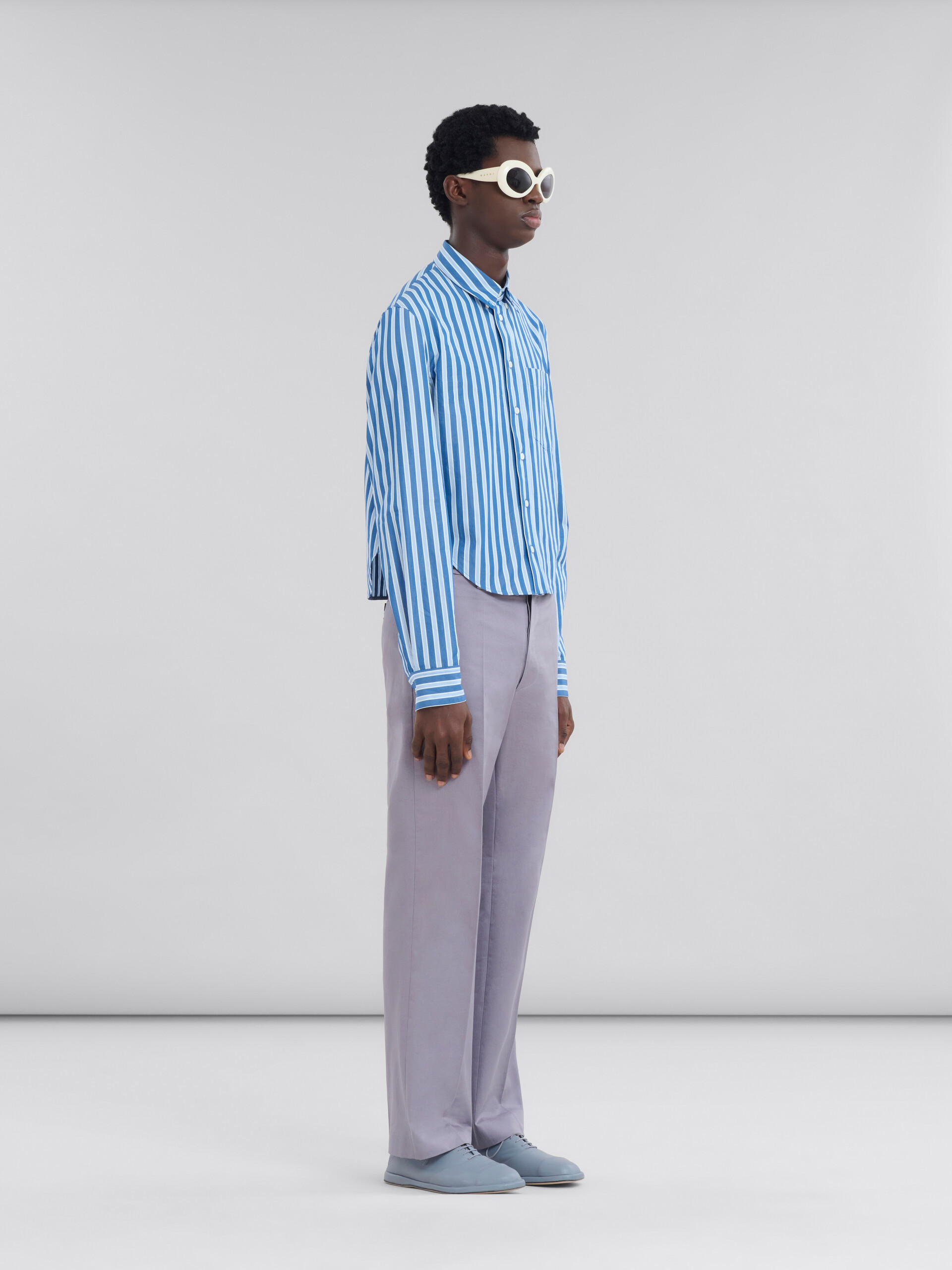 Shop Marni Grey Bio Gabardine Chinos In Purple
