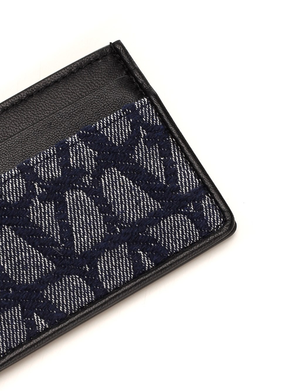 Valentino Toile Iconographe Denim-effect Jacquard Fabric Card Holder With Leather Details In Black