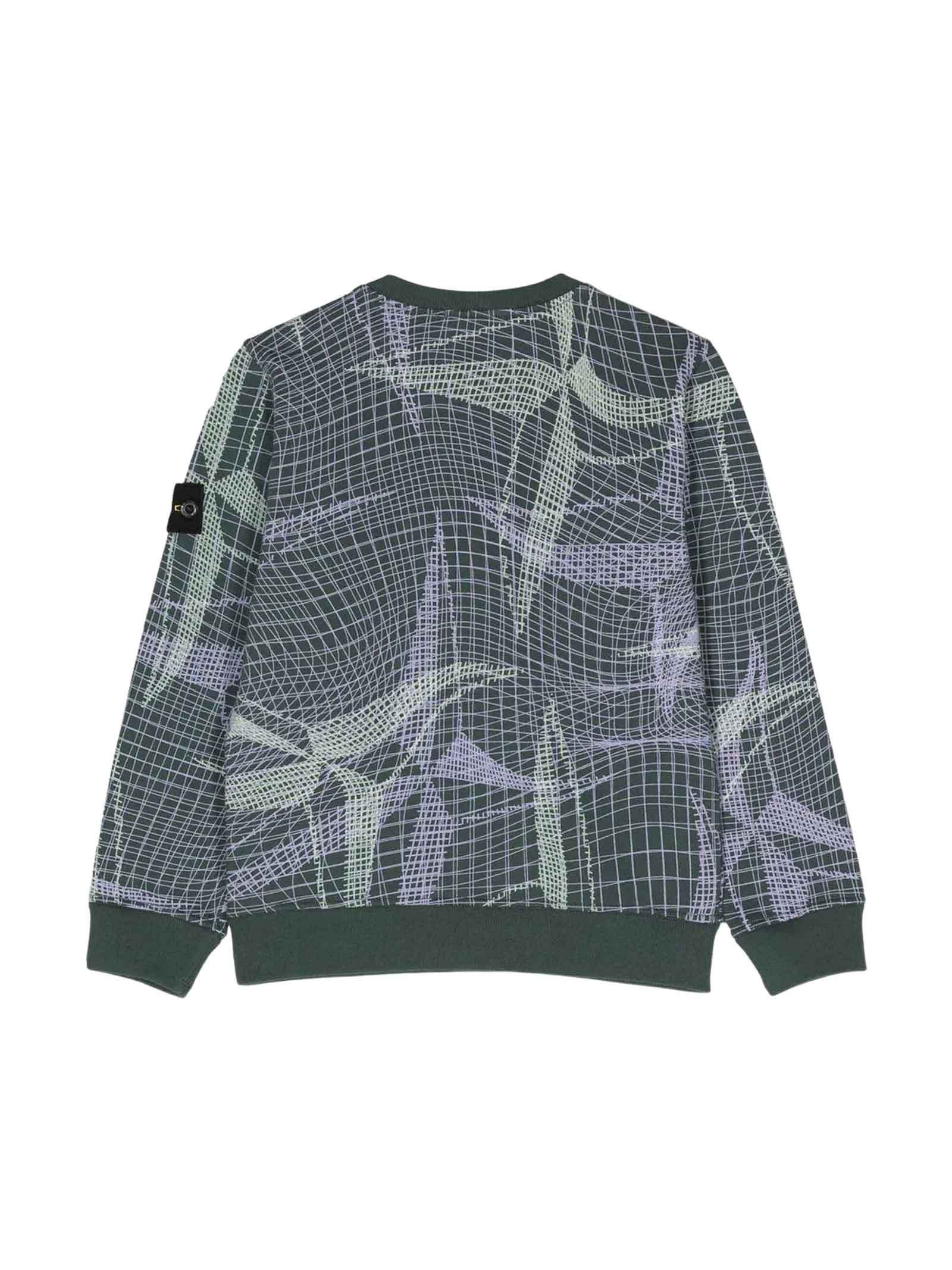 Stone Island Logo-patch Crew Neck Sweatshirt In Green
