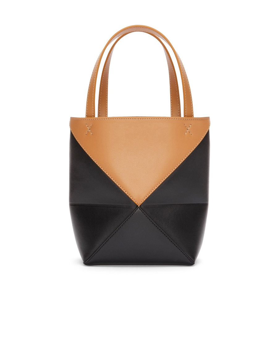 Loewe Mini Desert Tones Geometric Leather Tote In Orange