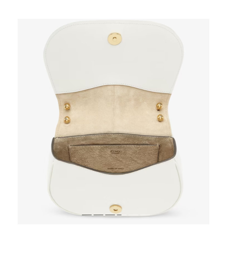 Fendi Blue Denim-effect Ff Jacquard And Brown Leather Bag In White
