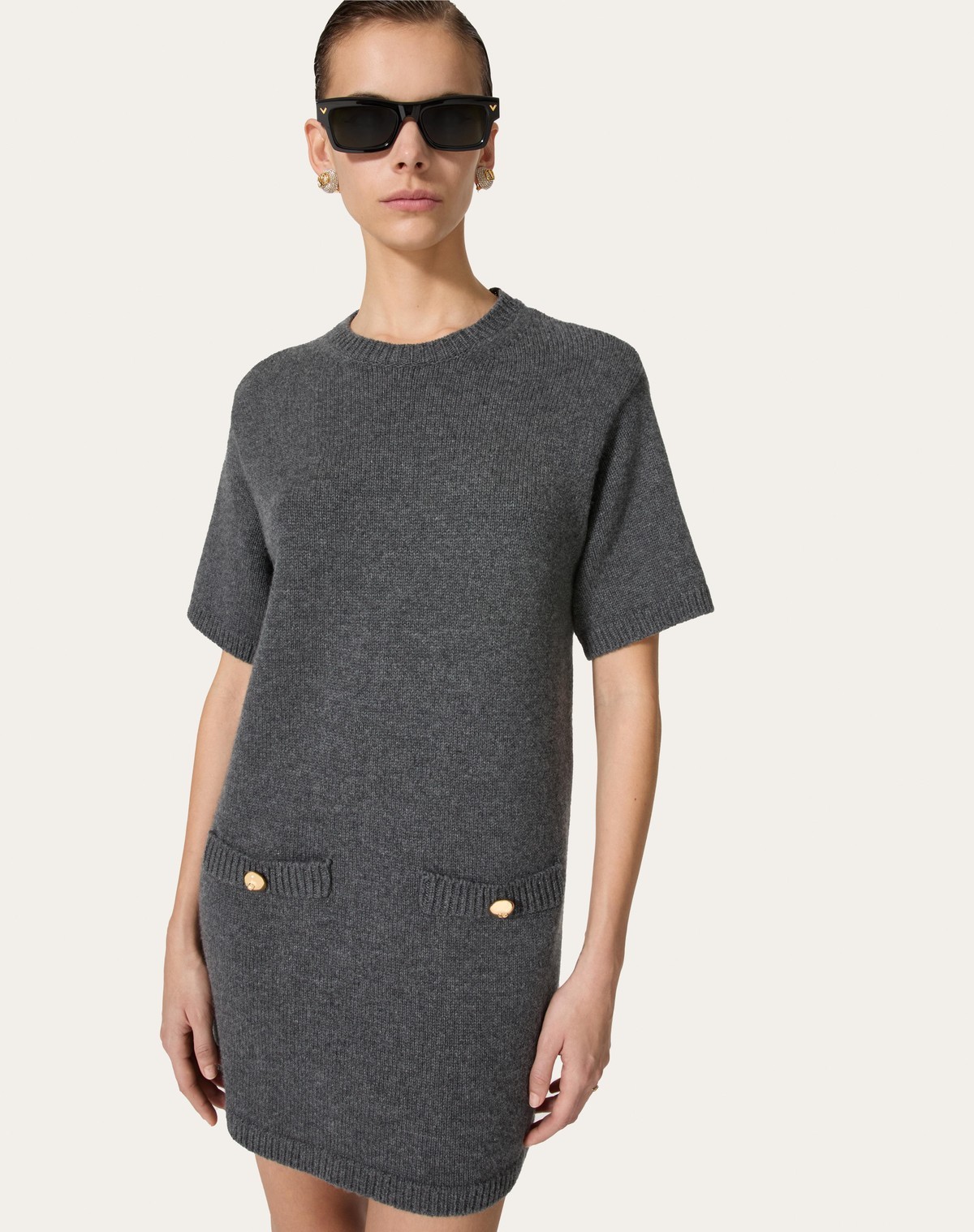 Valentino Virgin Wool Sweater Dress In Black