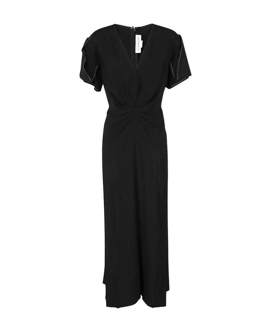 Shop Victoria Beckham Gathered-detail Dress In Black