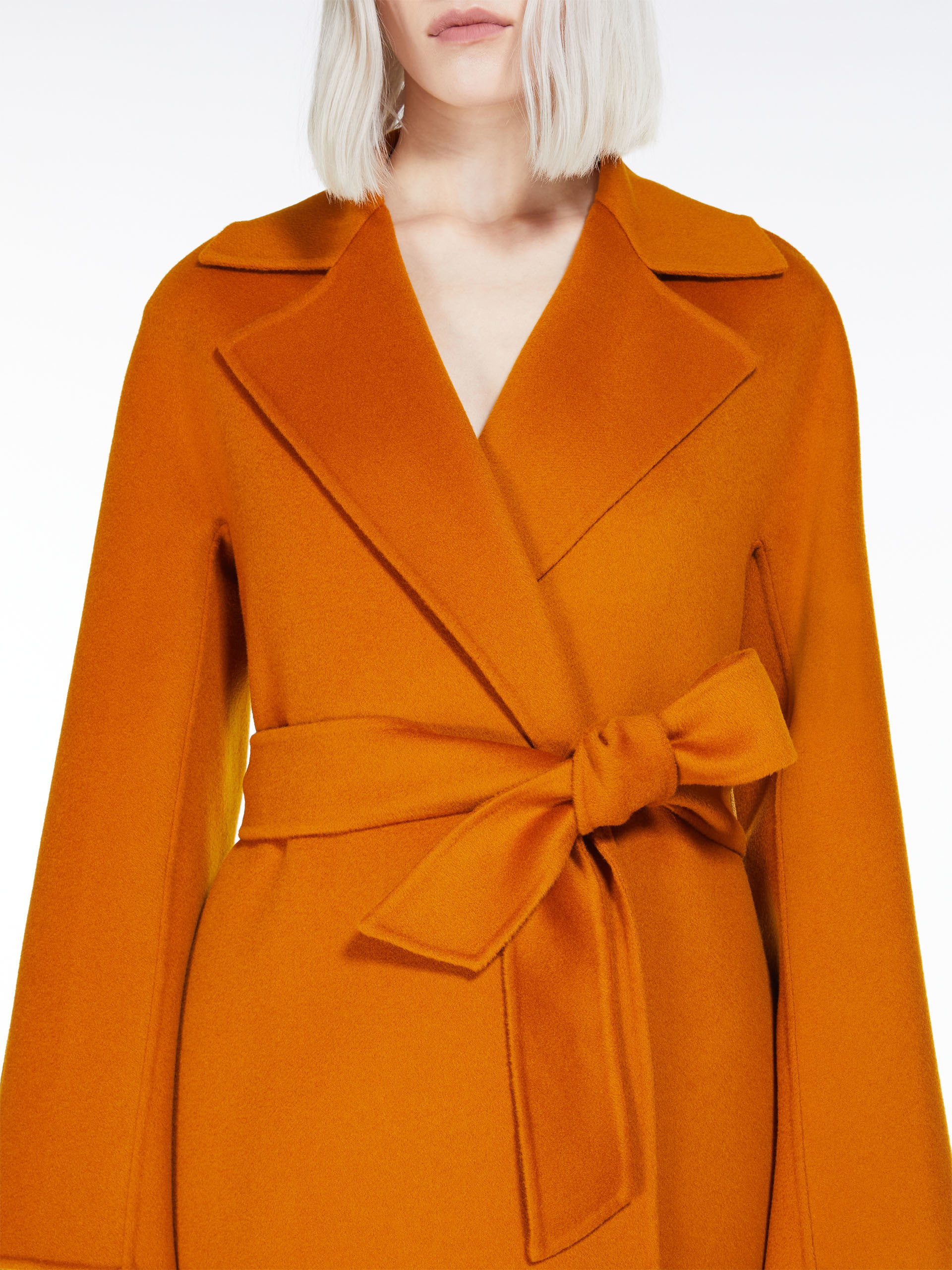 Max Mara Long Robe Overcoat In Orange