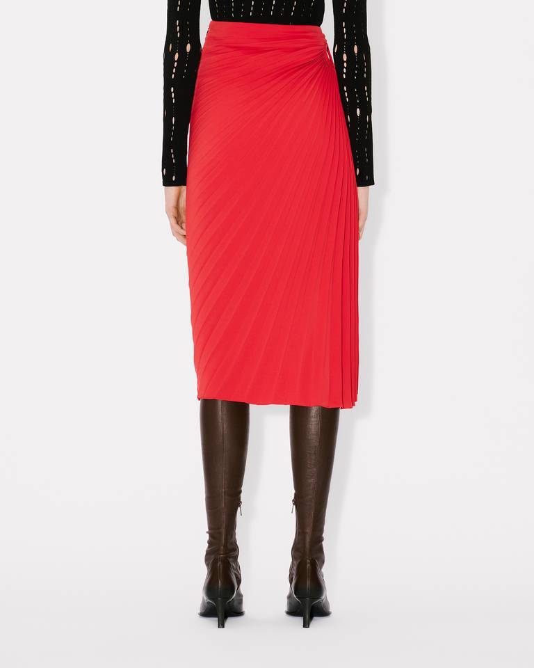 Shop Kenzo Sun-ray Pleats Midi Skirt In Red