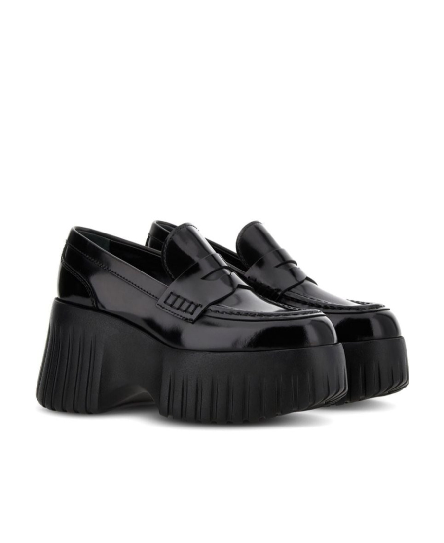 Hogan H-stripes Platform Loafers In Black