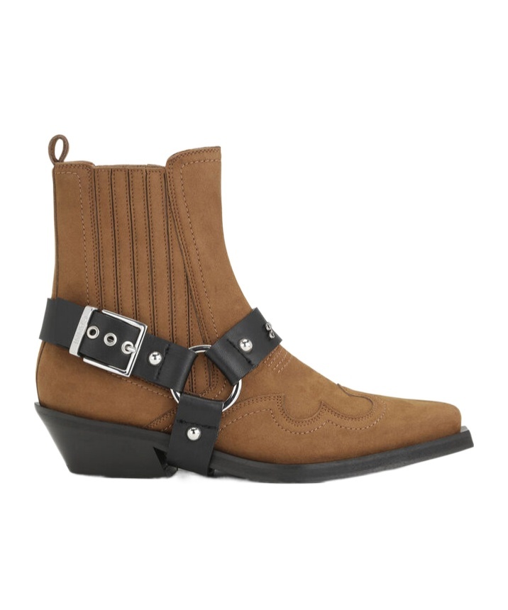 Ganni Western Chelsea Boot In Brown