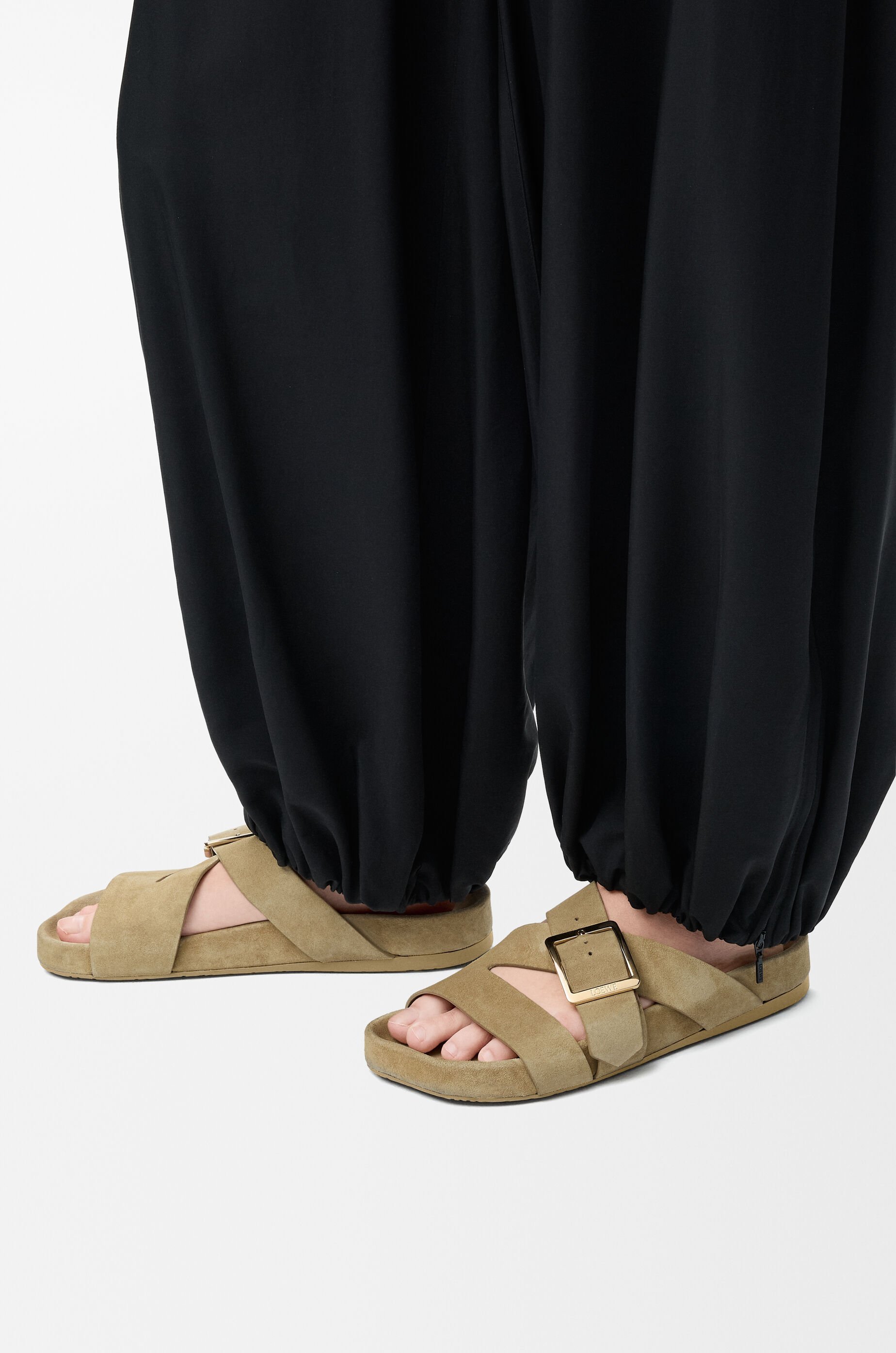 Loewe Buckle Strap Sandals In Neutral