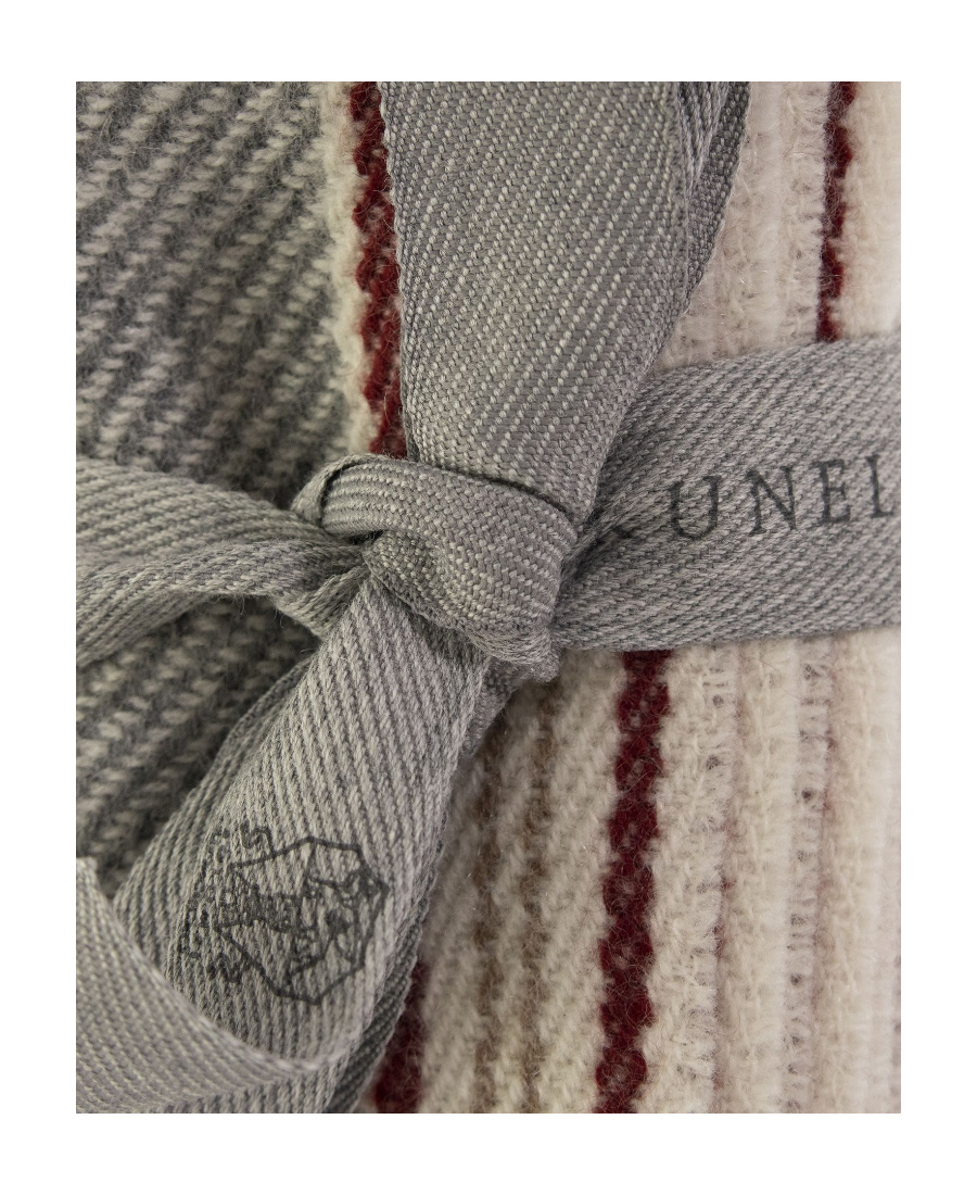 Brunello Cucinelli Cashmere Striped Scarf In Gray