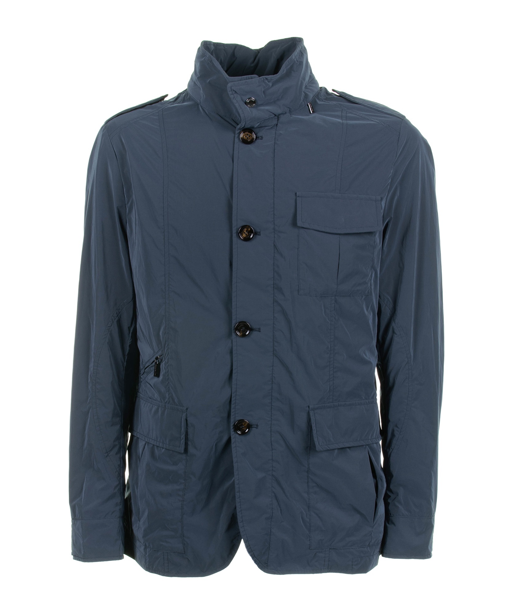 Moorer Spring Jacket With Pockets And Buttons In Blue