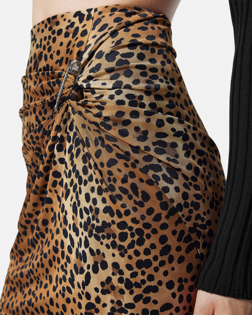 Shop Versace Leopard-print Mini Skirt In Brown