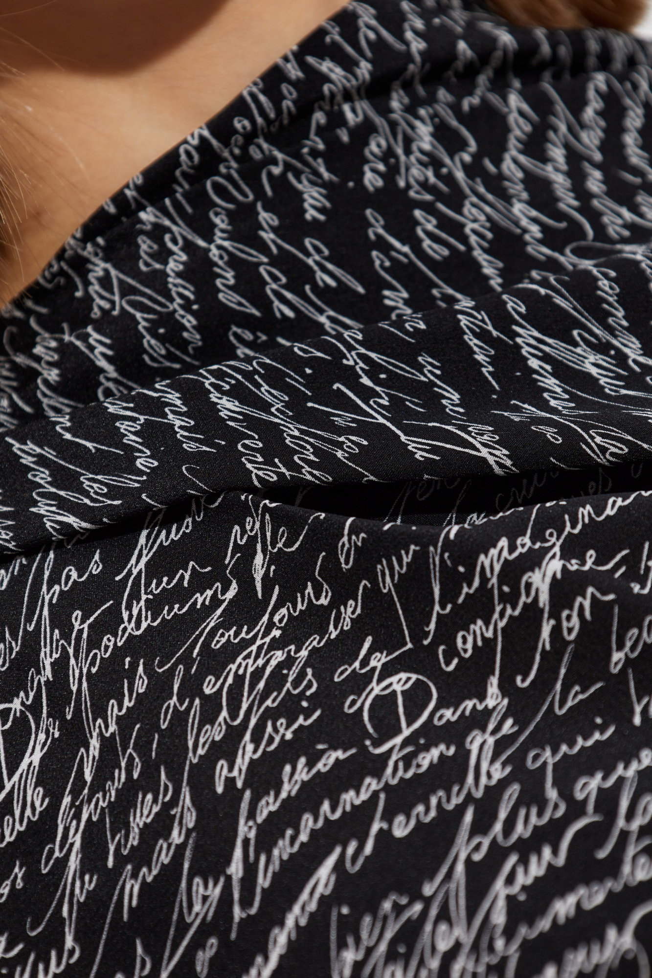 Balmain Script Print Silk Blouse In Black