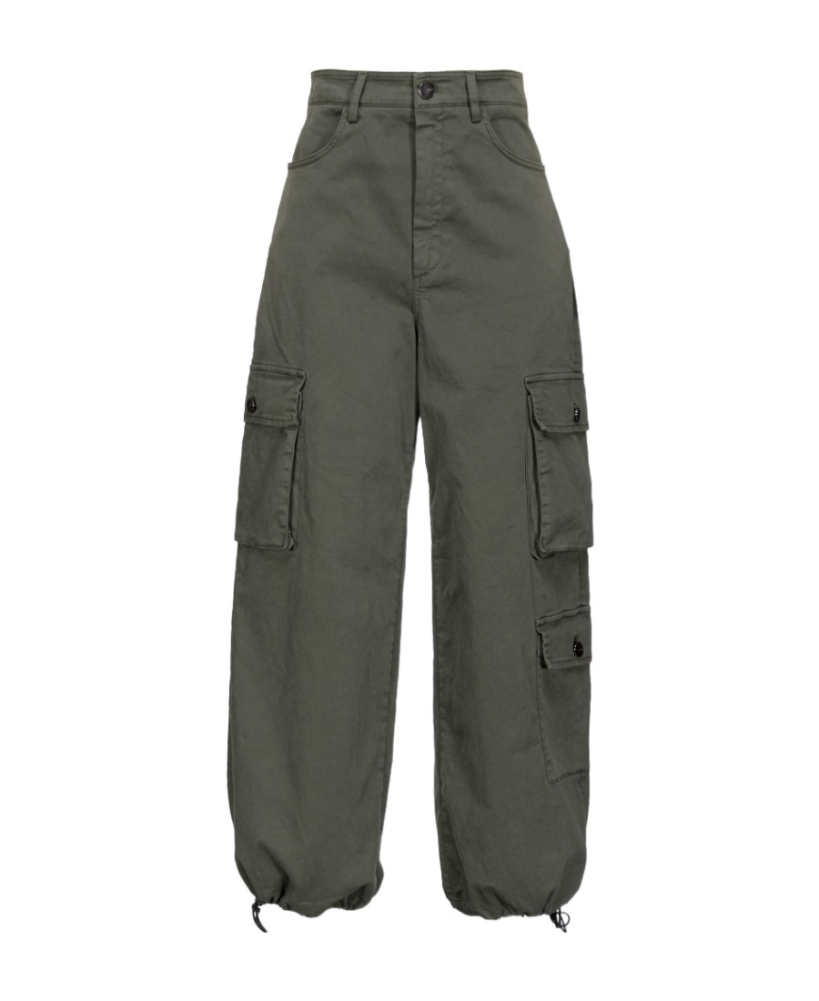 Pinko High-waisted Cargo Trousers In Animal Print