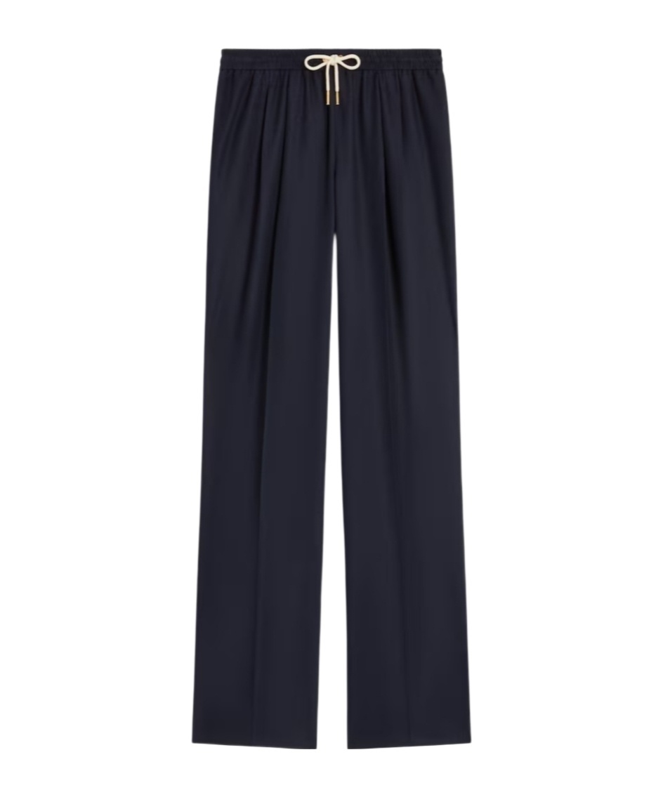 Celine Drawstring Trousers In Cashmere Flannel In Blue