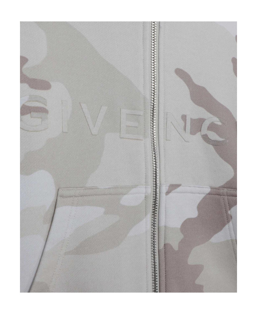 Givenchy Kids Camouflage Printed Zipped Long-sleeved Hoodie In Gray
